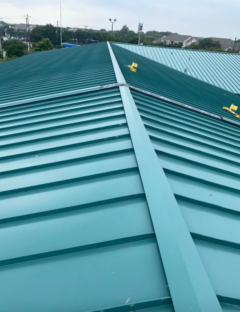 Green commercial metal roof ridge and valley for Metal Roof Repair in Storm Lake